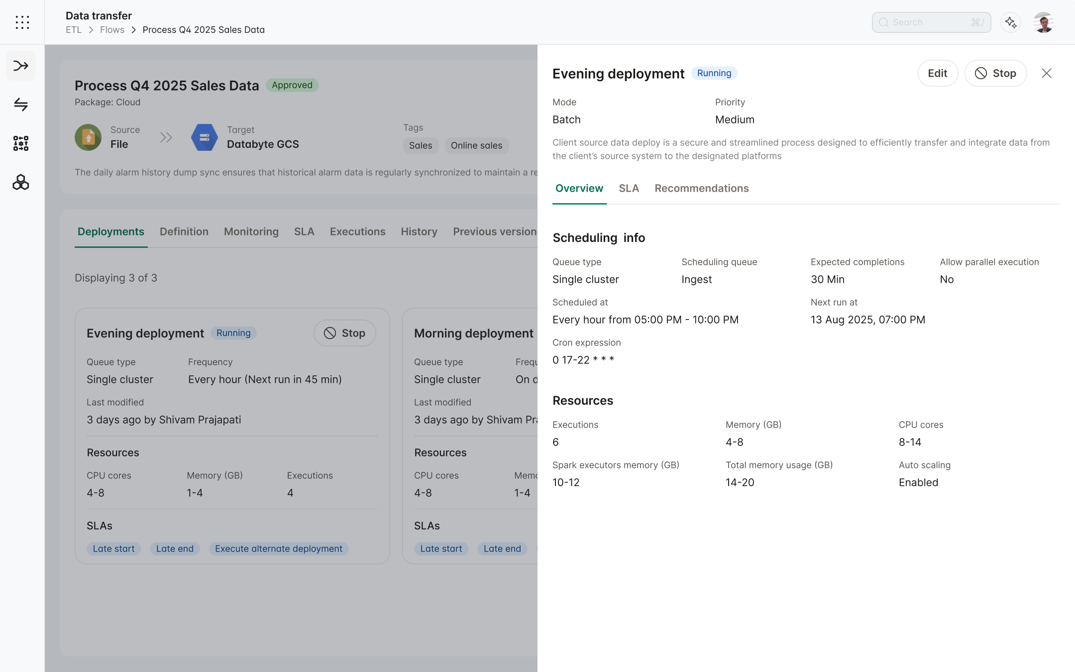 Flow View Deployment Drawer
